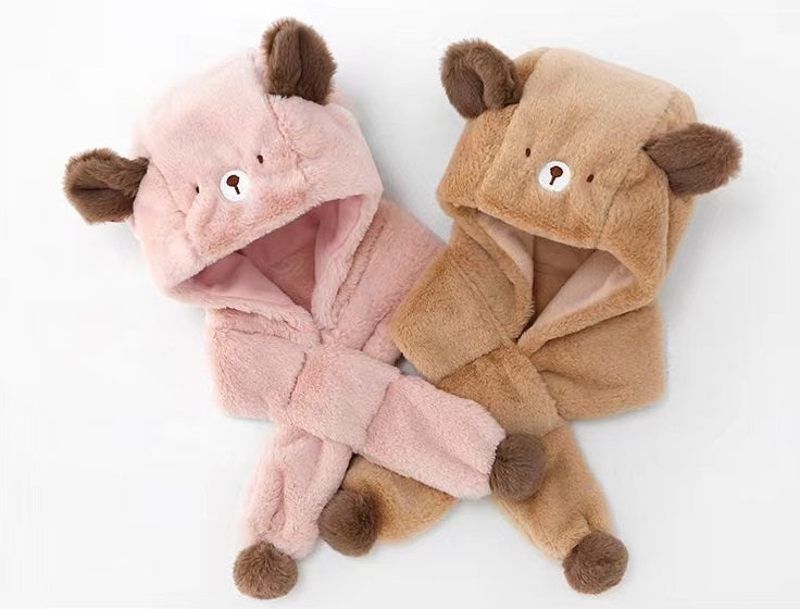 Fleece-lined Thickened Girls' Cute Hat Scarf