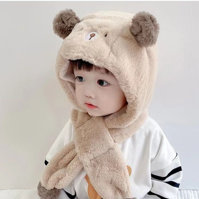 Fleece-lined Thickened Girls' Cute Hat Scarf