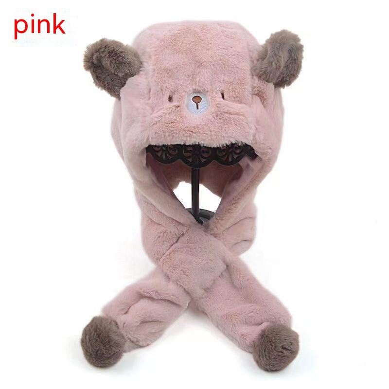 Fleece-lined Thickened Girls' Cute Hat Scarf