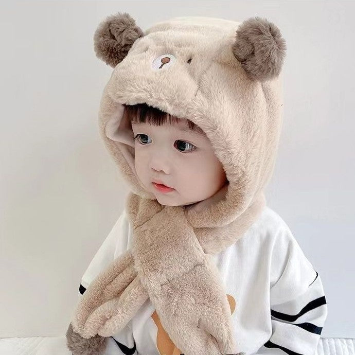Fleece-lined Thickened Girls' Cute Hat Scarf