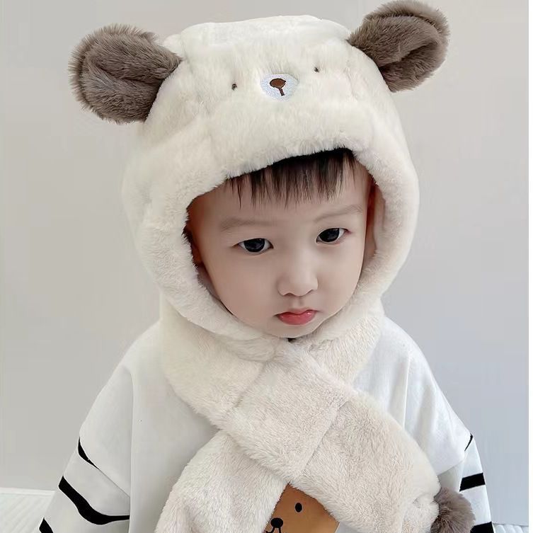 Fleece-lined Thickened Girls' Cute Hat Scarf