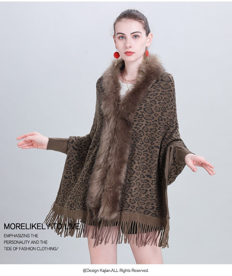 Autumn And Winter New Scarf Faux Fur Collar Knitted Shawl